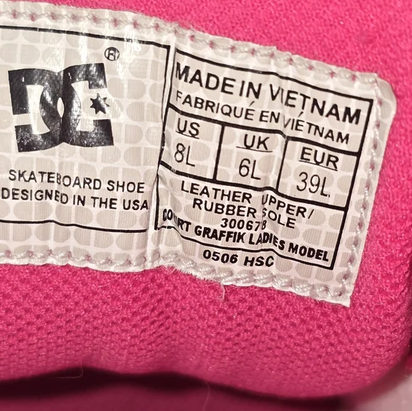 DC Women's Camo Skate Shoes White /Pink Leather Sneakers size 8 - Picture 9 of 9